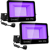 Onforu 2 Pack 30W Luz UV- Foco UV Ultravioleta- Luz Negra Impermeable IP66- Fluorescente Lámpara de Escenario…